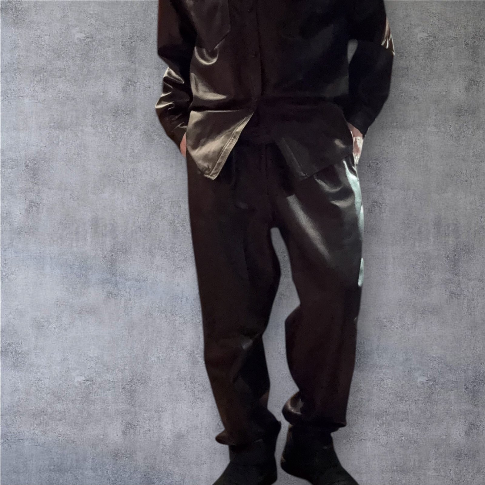 FINE CREEK MOSSIR OPEN DAY ウォッシャブルレザーパンツ BLACK