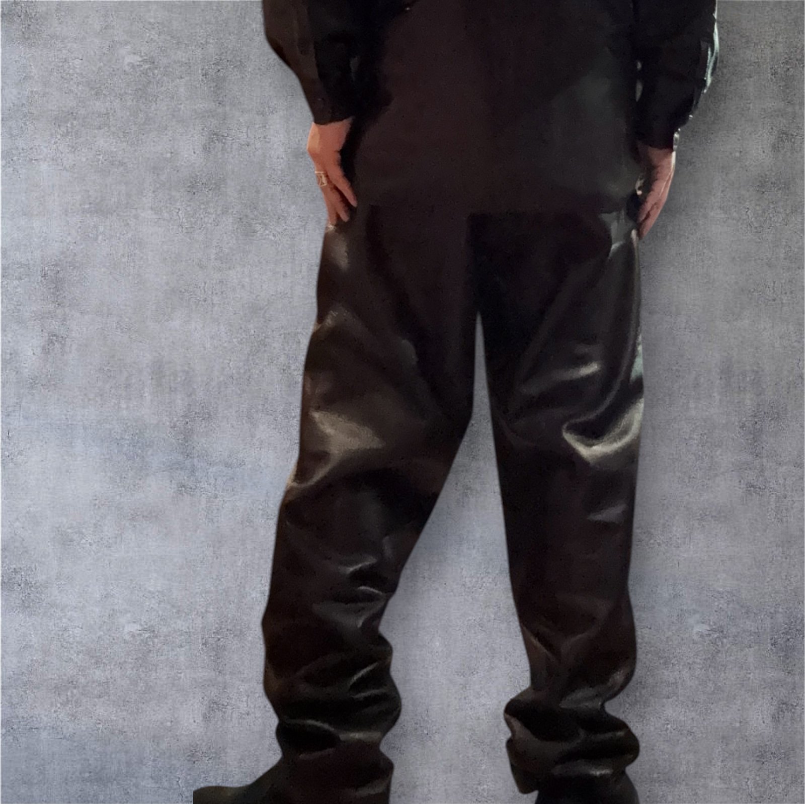 FINE CREEK MOSSIR OPEN DAY ウォッシャブルレザーパンツ BLACK